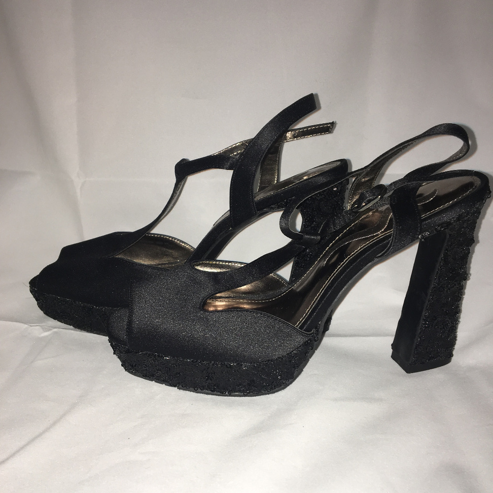 Mia Black Sequin Heels